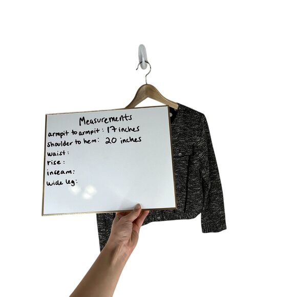 Slate & Willow Tweed Blazer Jacket Sz M Black Space-Dyed Contrast Pipe Trim - Picture 13 of 14